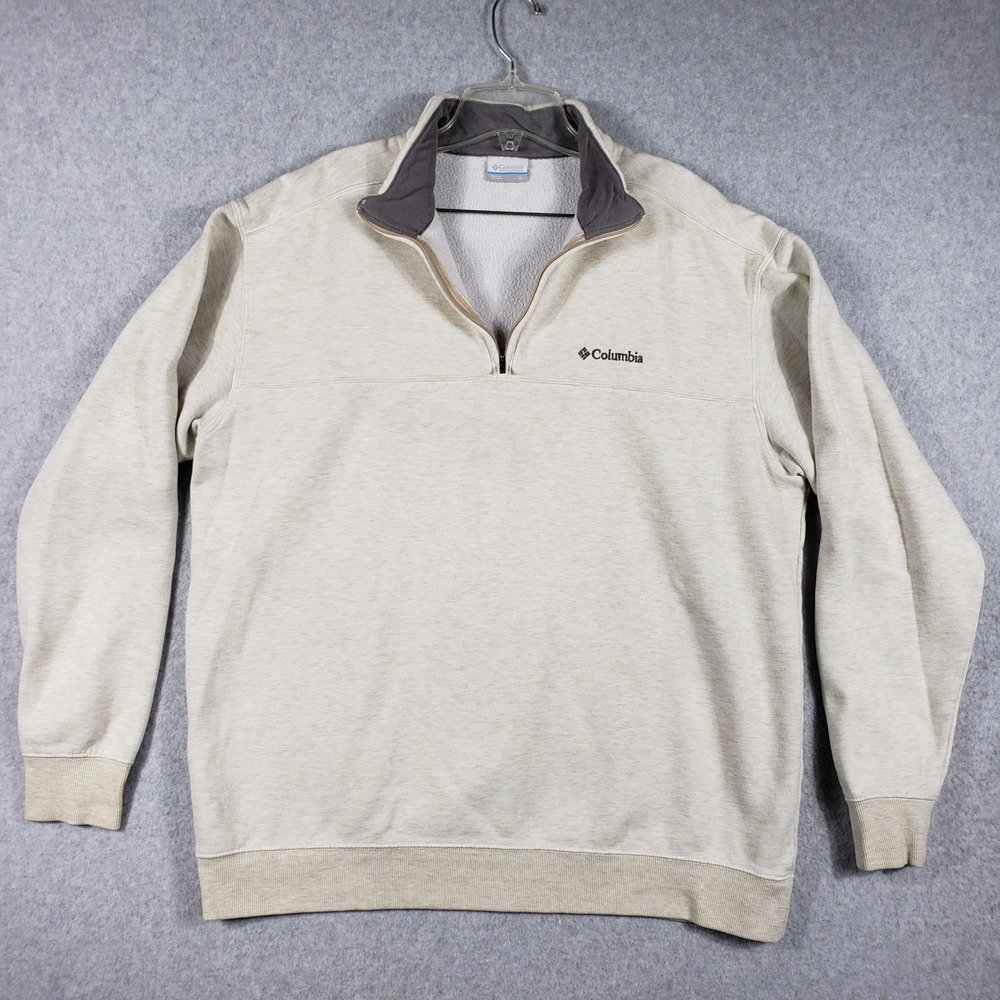 Columbia Mens‎ Quarter Zip Pullover Sweatshirt Heather Tan XL Sportswear Company